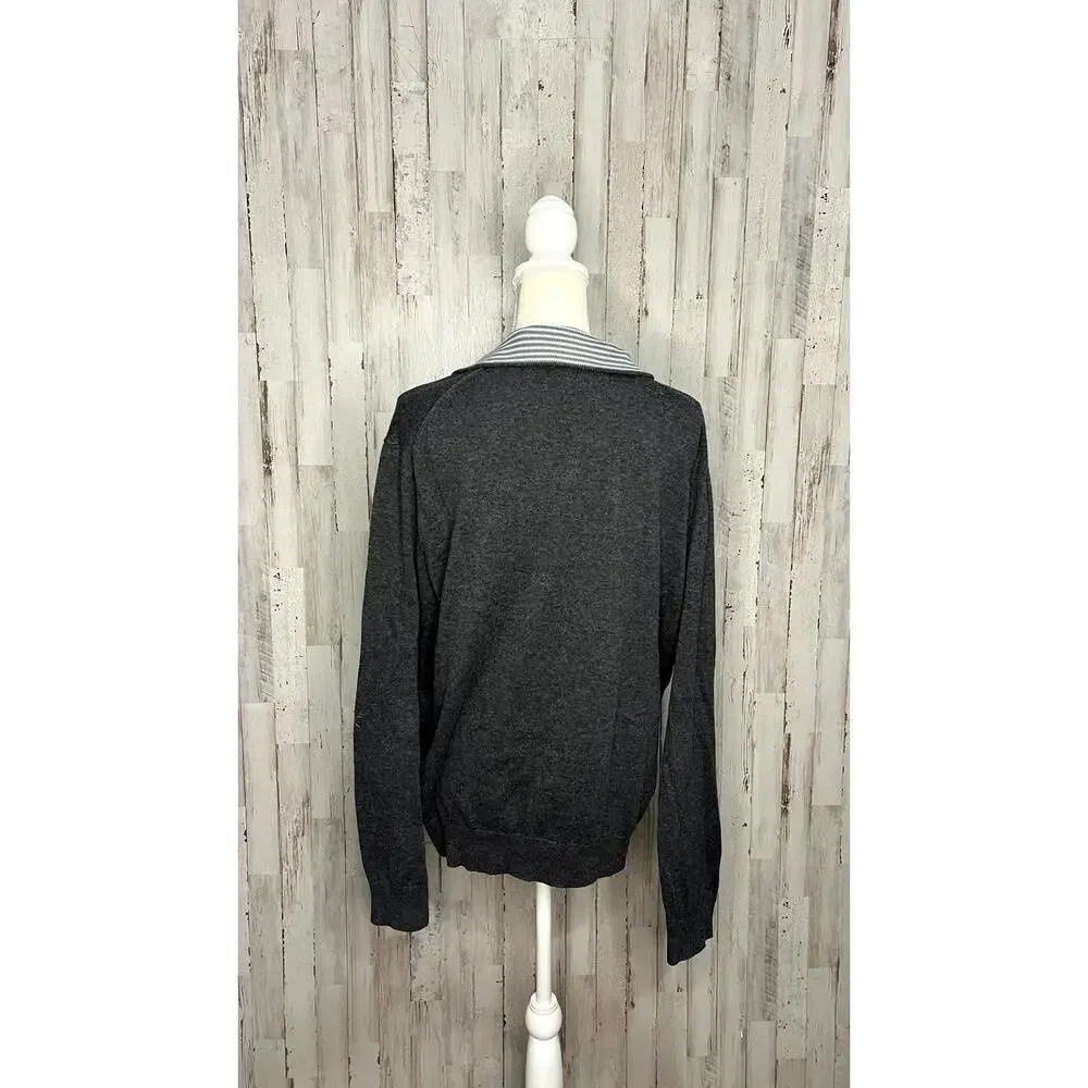 Banana Republic Men's Large Gray Quarter-Zip Pullover Sweater‎